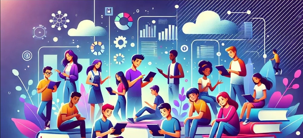 Estudiantes usando la plataforma AlicIA