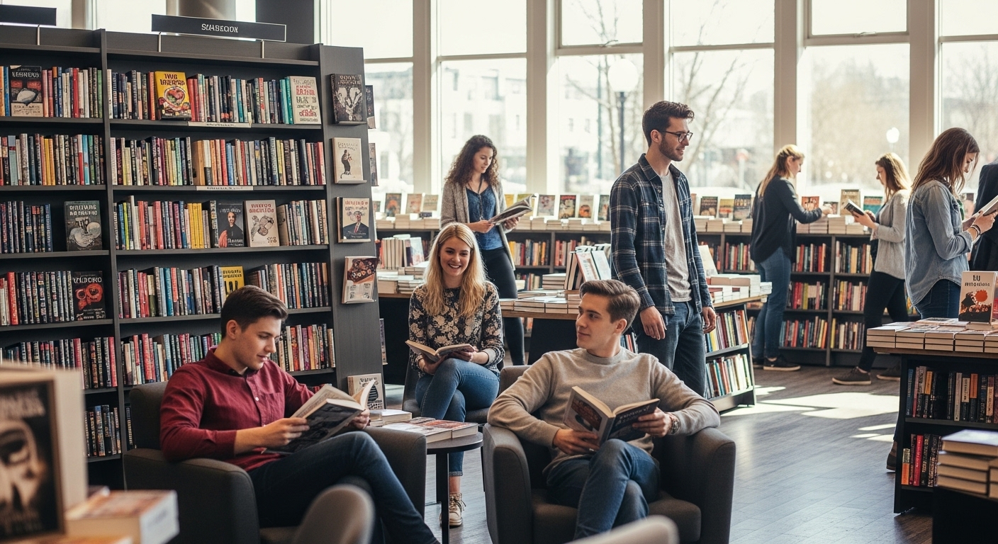 Personas leyendo en una librería